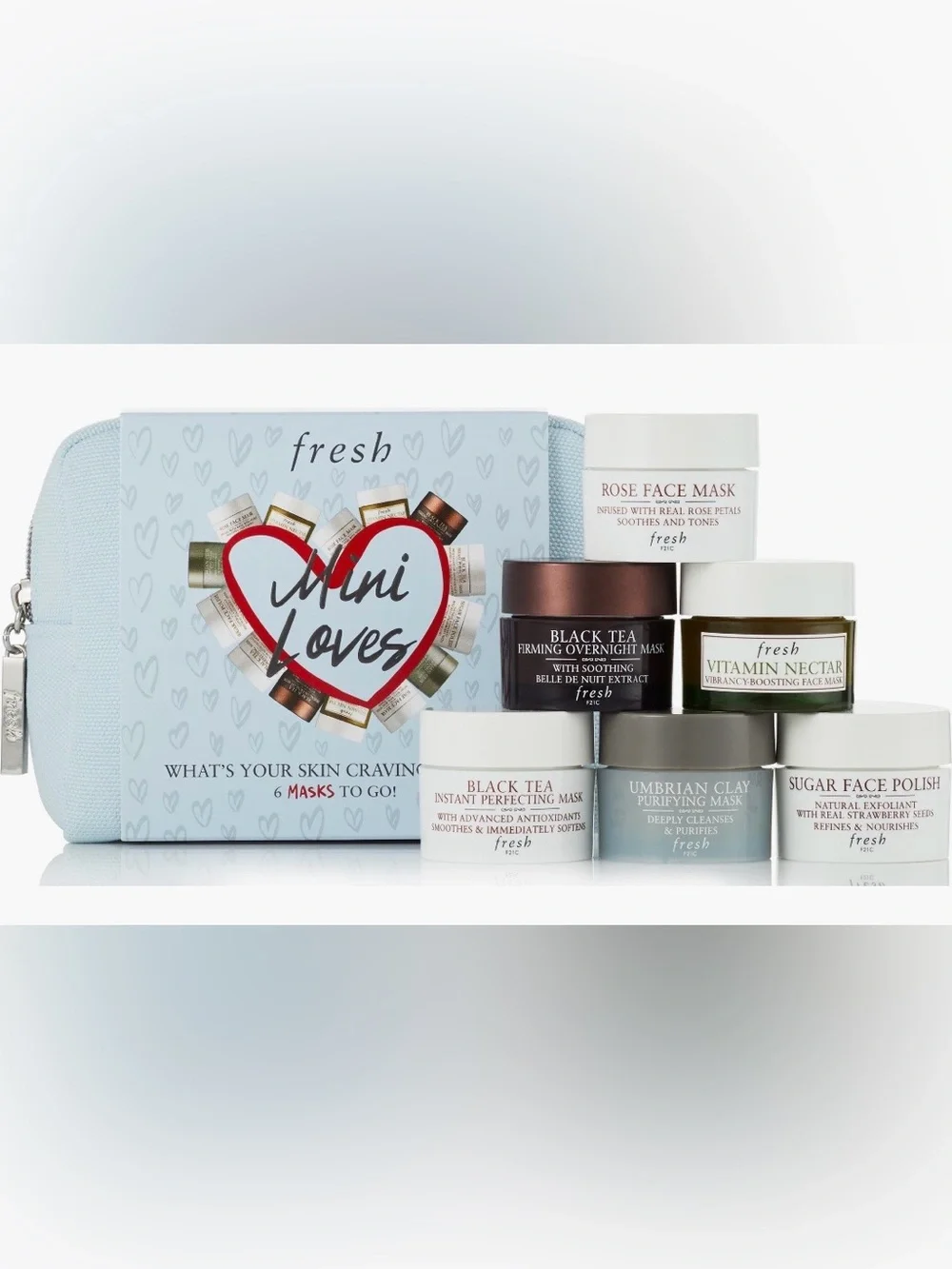 Fresh - Mini Loves- Pale Blue Cosmetic Pouch - 6 Masks to Go